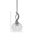 Cavella One Light Mini Pendant in Graphite with 7" Clear Bubble Shade