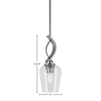 Cavella One Light Mini Pendant in Graphite with 5" Clear Bubble Shade