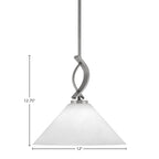 Cavella One Light Mini Pendant in Graphite with 12" White Marble Shade