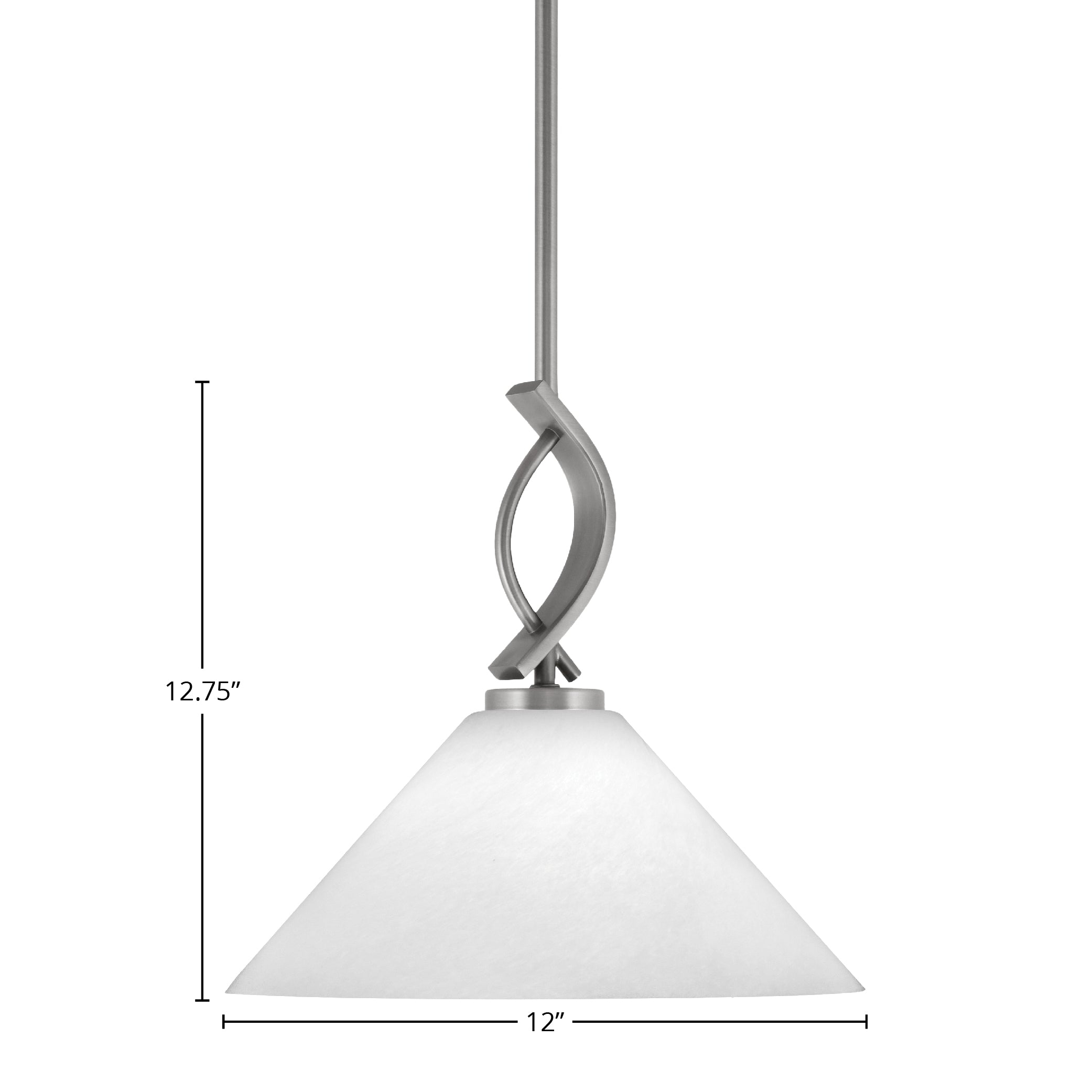 Cavella One Light Mini Pendant in Graphite with 12" White Marble Shade