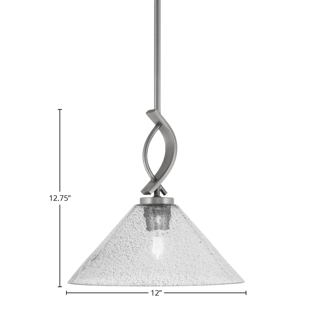 Cavella One Light Mini Pendant in Graphite with 12" Smoke Bubble Shade