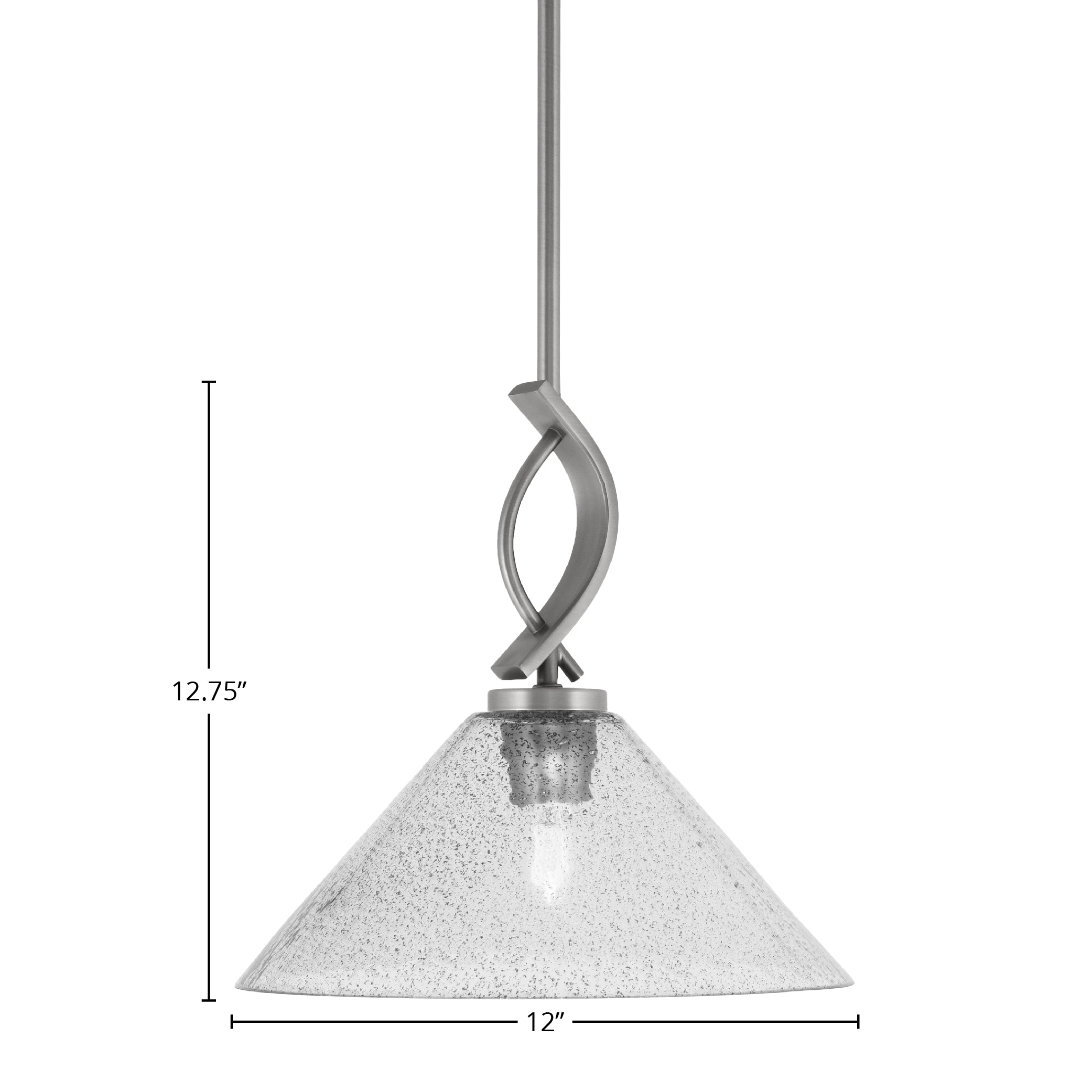Cavella One Light Mini Pendant in Graphite with 12" Smoke Bubble Shade