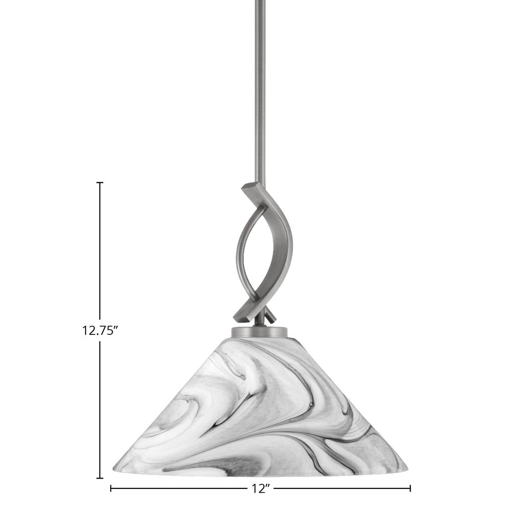 Cavella One Light Mini Pendant in Graphite with 12" Onyx Swirl Shade