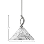 Cavella One Light Mini Pendant in Graphite with 12" Onyx Swirl Shade