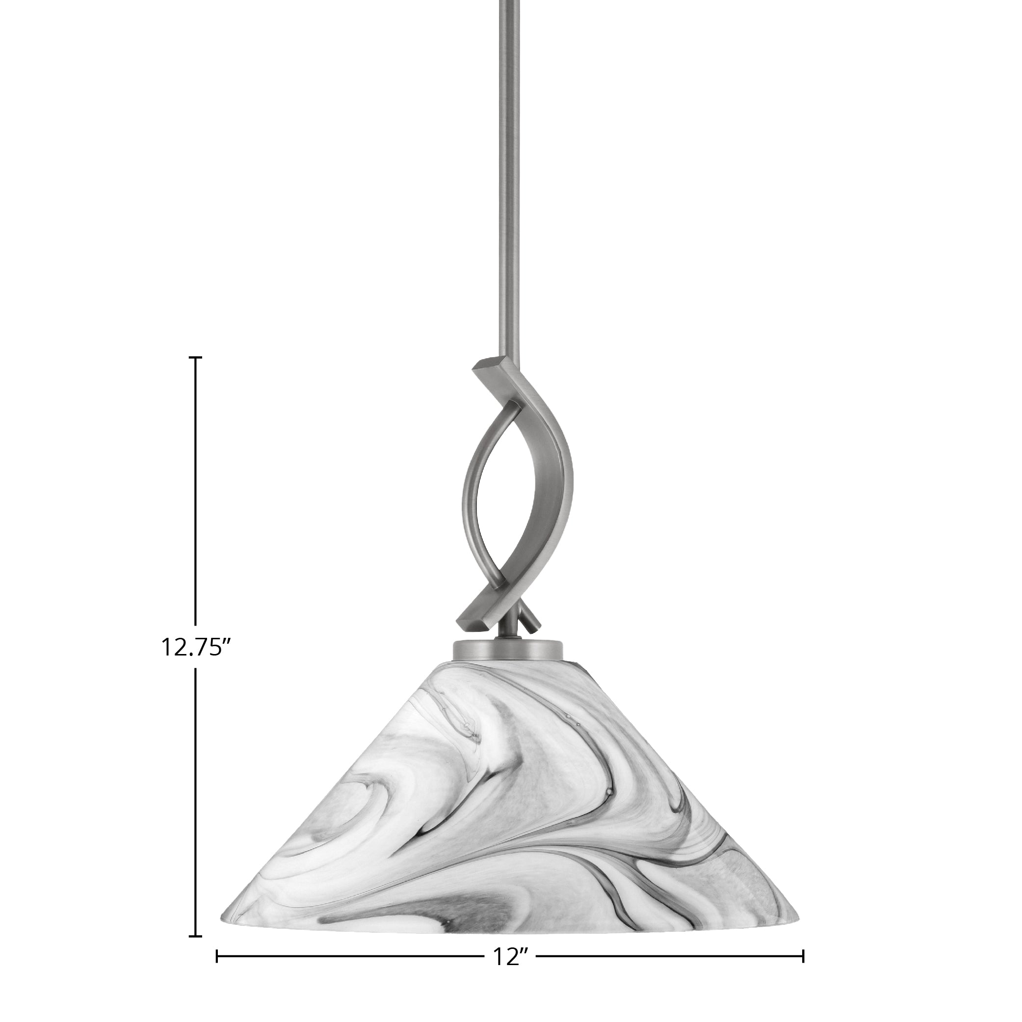 Cavella One Light Mini Pendant in Graphite with 12" Onyx Swirl Shade