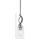 Cavella One Light Mini Pendant in Graphite with 4" Clear Bubble Shade