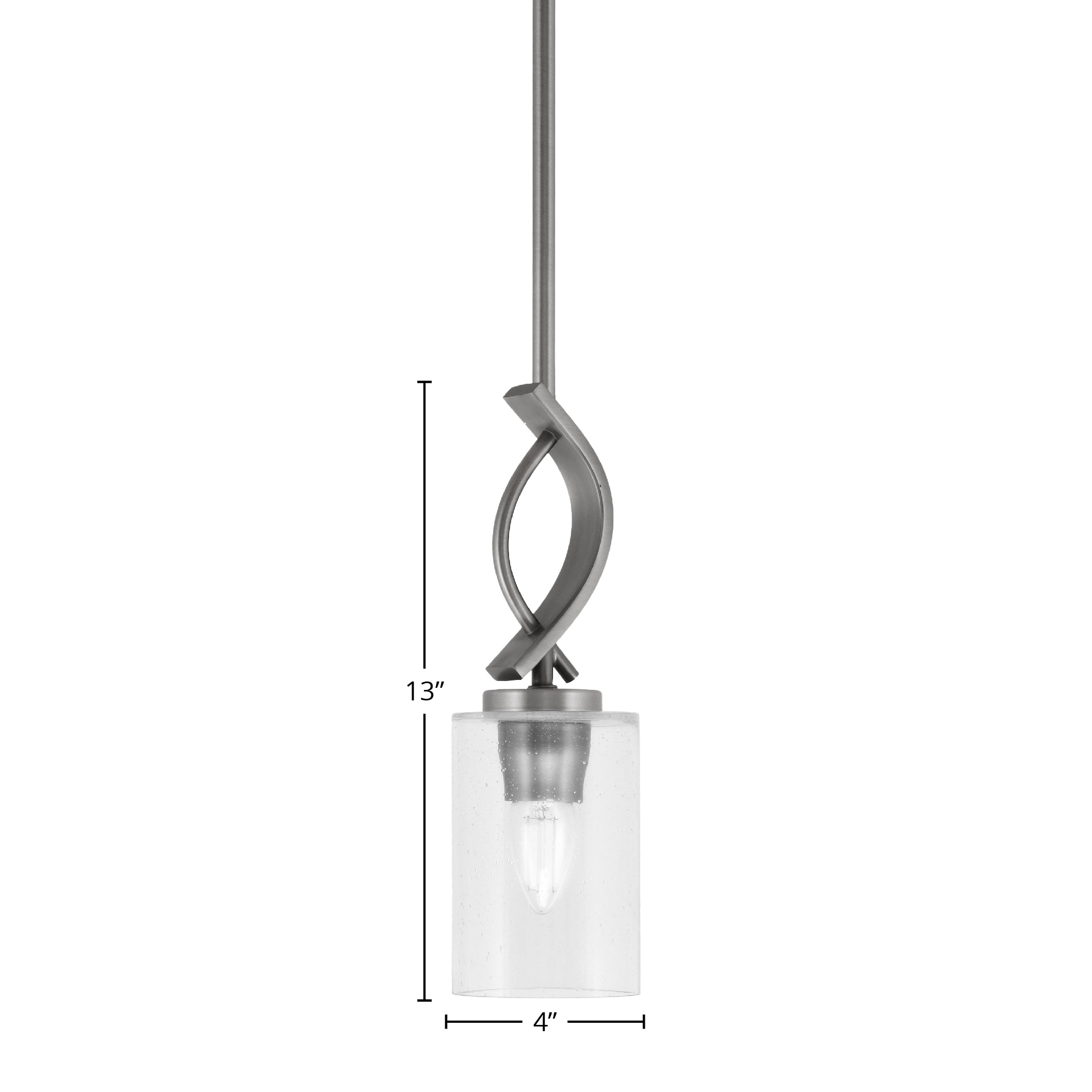 Cavella One Light Mini Pendant in Graphite with 4" Clear Bubble Shade