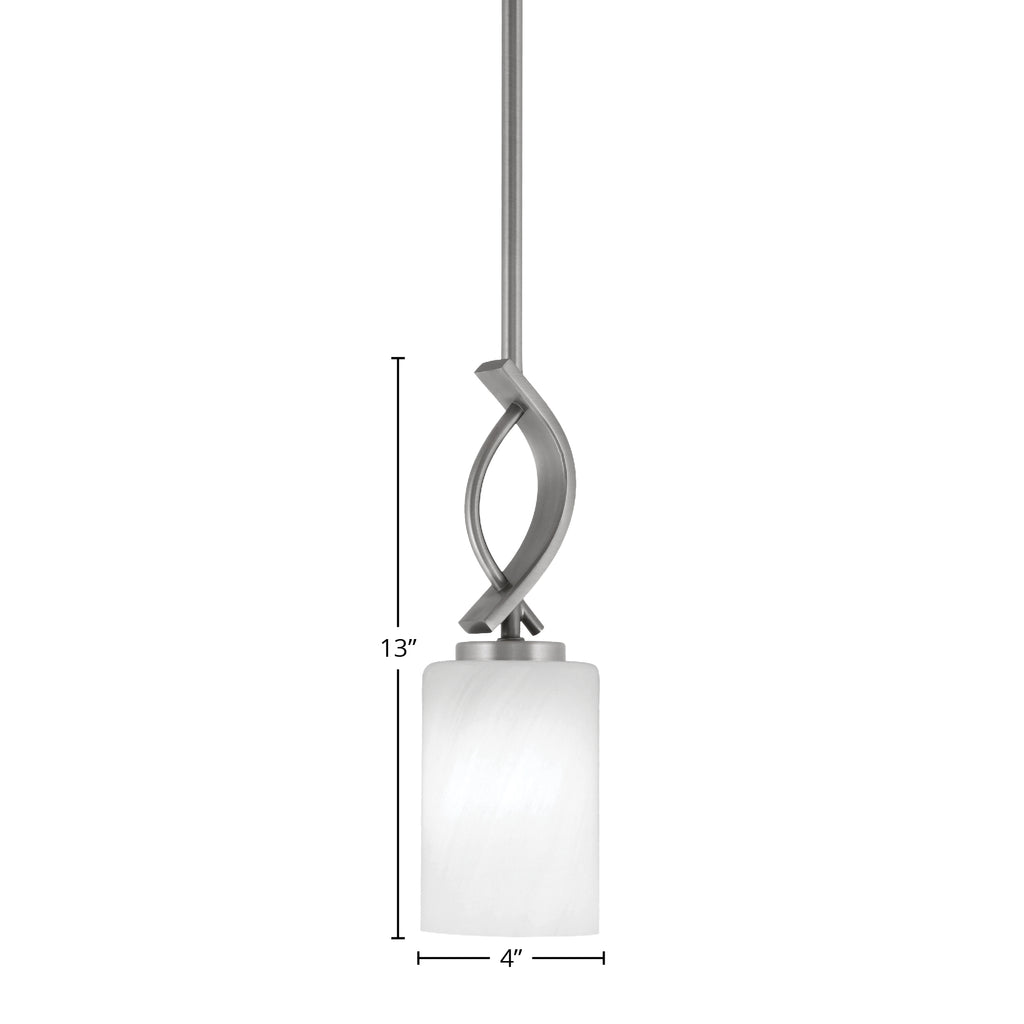Cavella One Light Mini Pendant in Graphite with 4" White Marble Shade