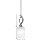 Cavella One Light Mini Pendant in Graphite with 4" White Marble Shade