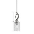 Cavella One Light Mini Pendant in Graphite with 4" Smoke Bubble Shade