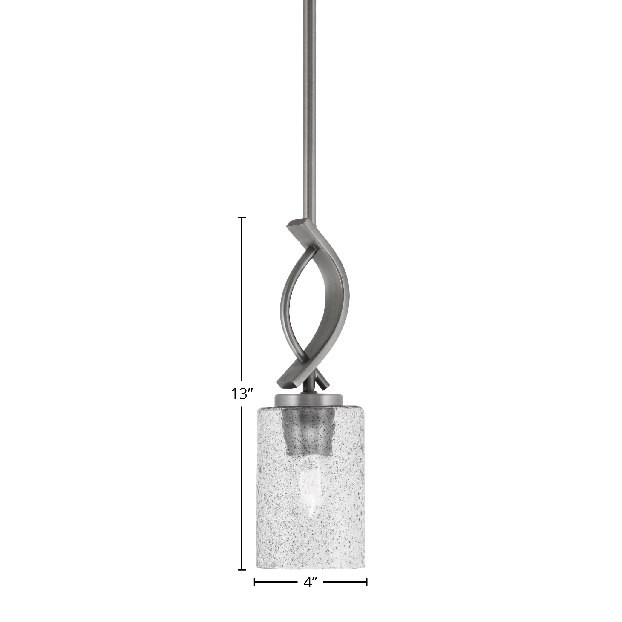 Cavella One Light Mini Pendant in Graphite with 4" Smoke Bubble Shade