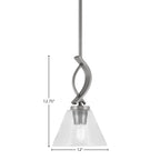 Cavella One Light Mini Pendant in Graphite with 12" Clear Bubble Shade