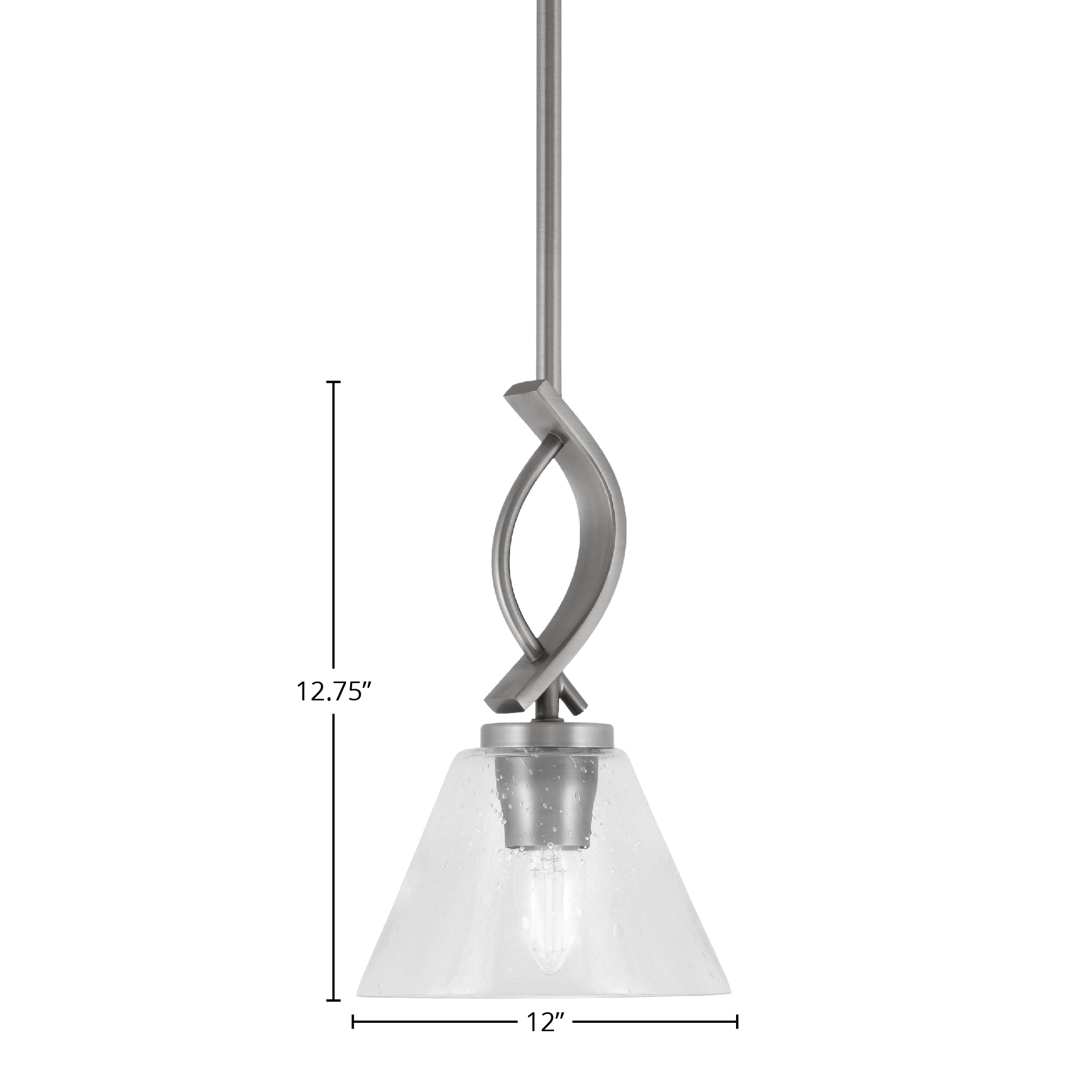 Cavella One Light Mini Pendant in Graphite with 12" Clear Bubble Shade
