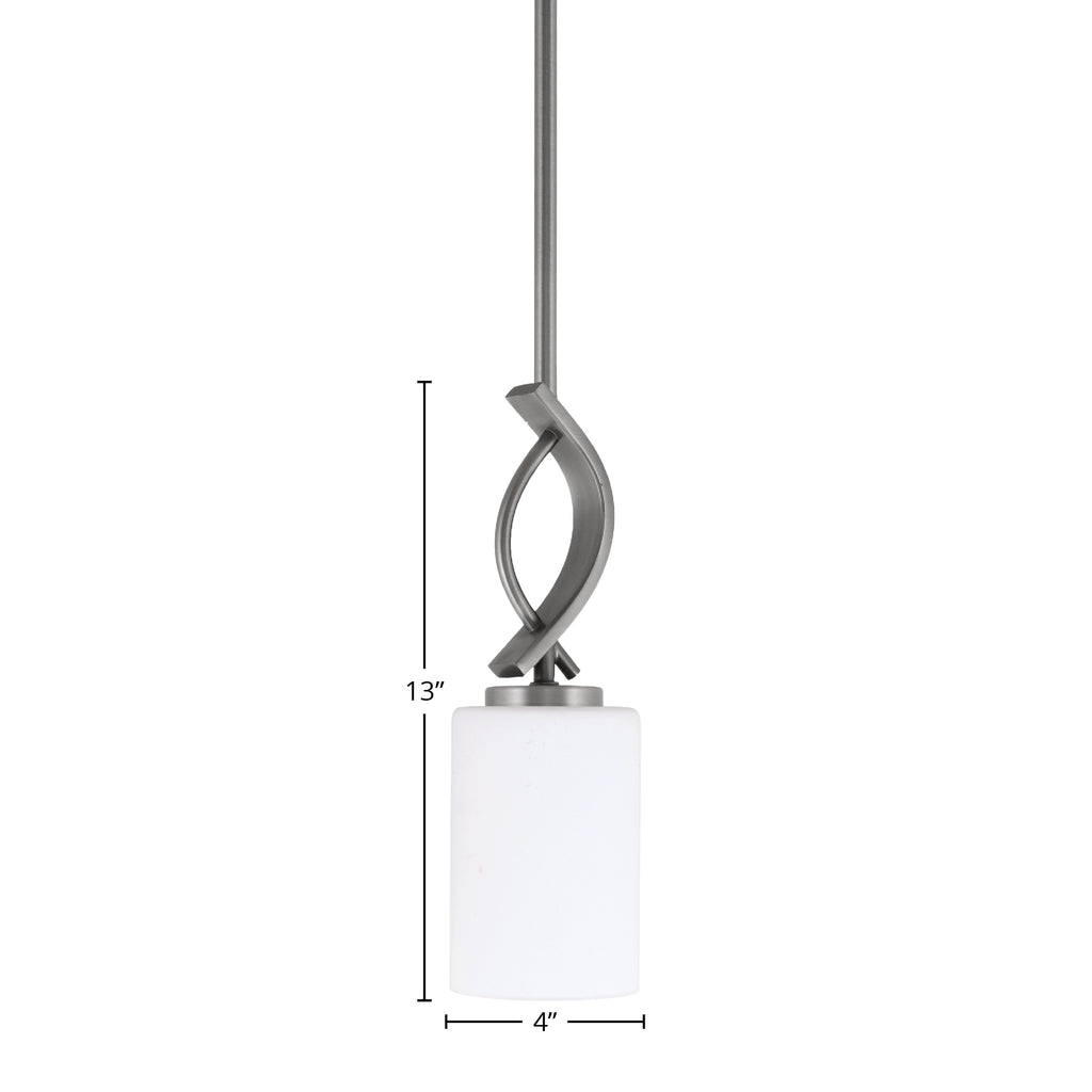 Cavella One Light Mini Pendant in Graphite with 4" White Muslin Shade
