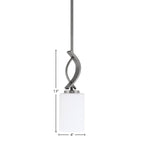 Cavella One Light Mini Pendant in Graphite with 4" White Muslin Shade
