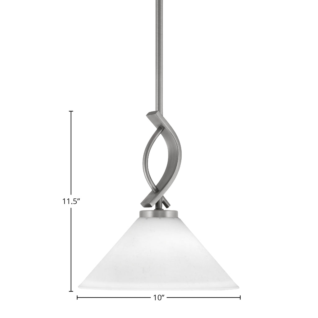 Cavella One Light Mini Pendant in Graphite with 10 " White Muslin Shade