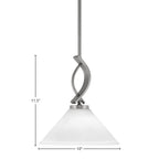 Cavella One Light Mini Pendant in Graphite with 10 " White Muslin Shade