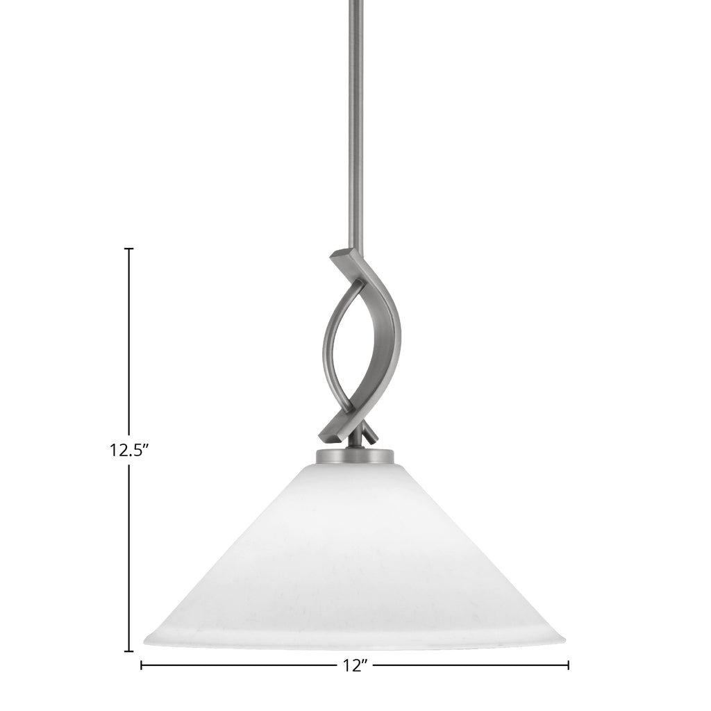 Cavella One Light Mini Pendant in Graphite with 12" White Muslin Shade