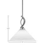 Cavella One Light Mini Pendant in Graphite with 12" White Muslin Shade