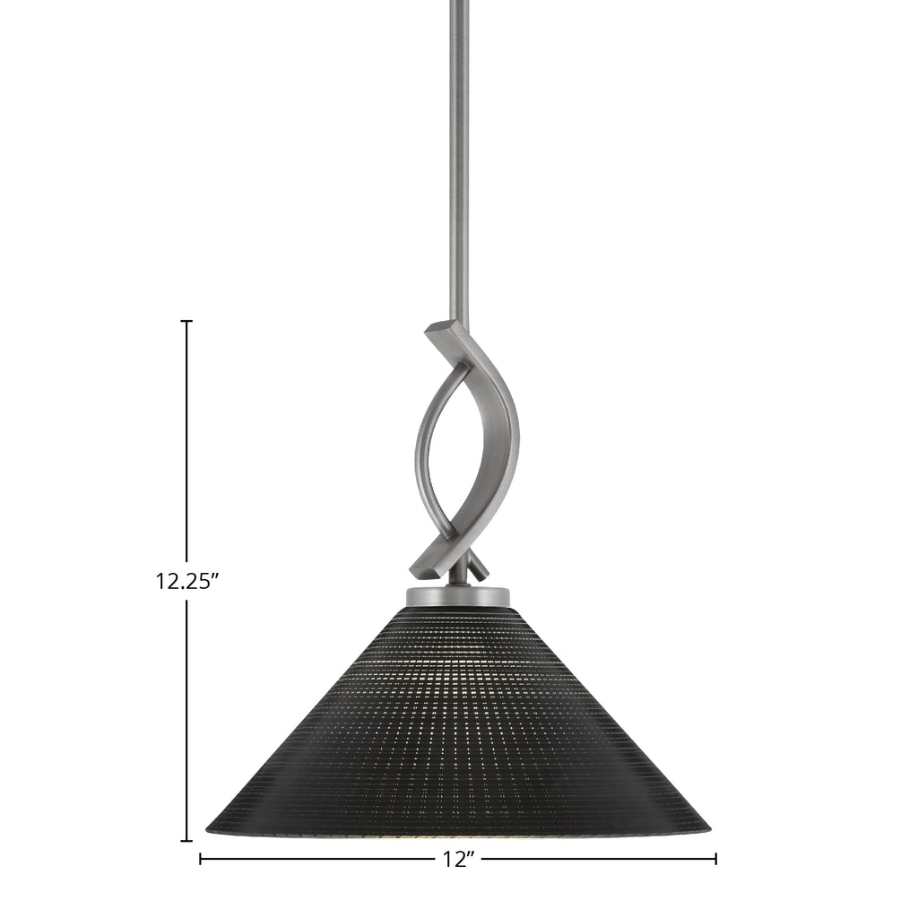 Cavella One Light Mini Pendant in Graphite with 12" Black Matrix Shade