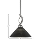 Cavella One Light Mini Pendant in Graphite with 12" Black Matrix Shade