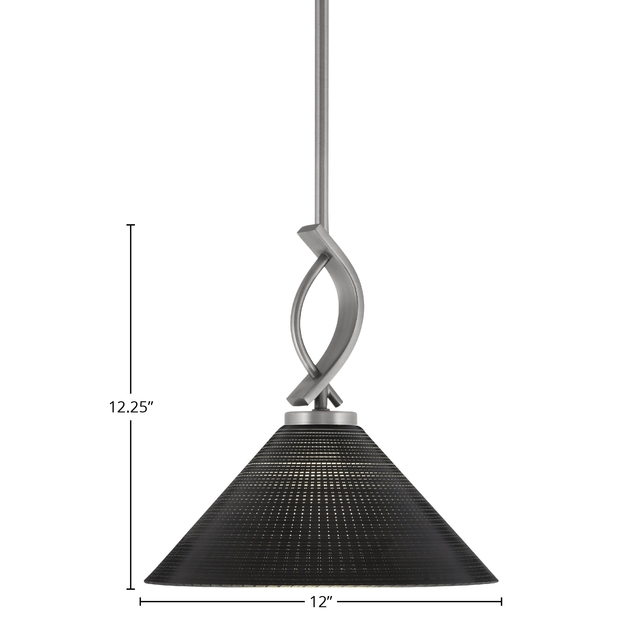 Cavella One Light Mini Pendant in Graphite with 12" Black Matrix Shade