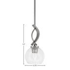 Cavella One Light Mini Pendant in Graphite with 5.75" Clear Bubble Shade