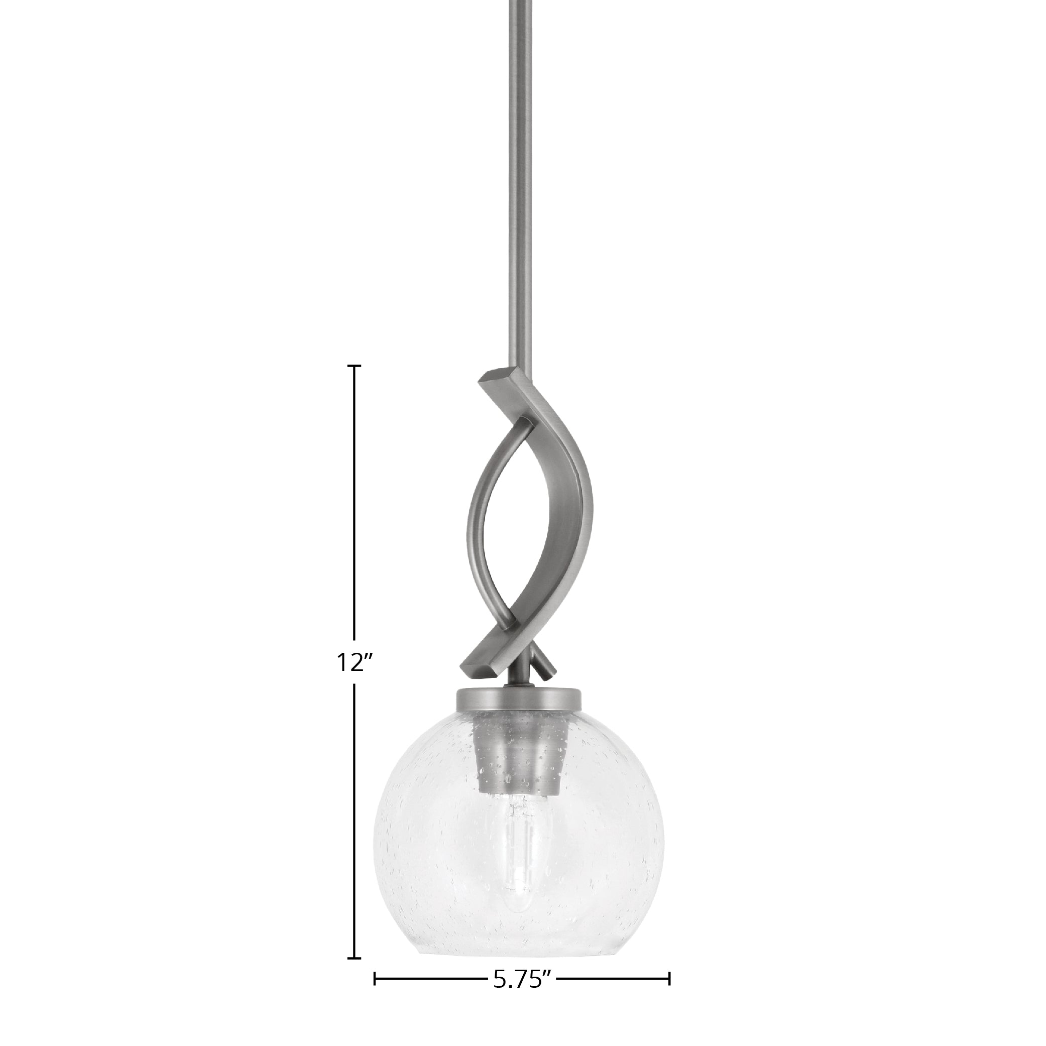 Cavella One Light Mini Pendant in Graphite with 5.75" Clear Bubble Shade