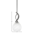 Cavella One Light Mini Pendant in Graphite with 5.75" White Marble Shade