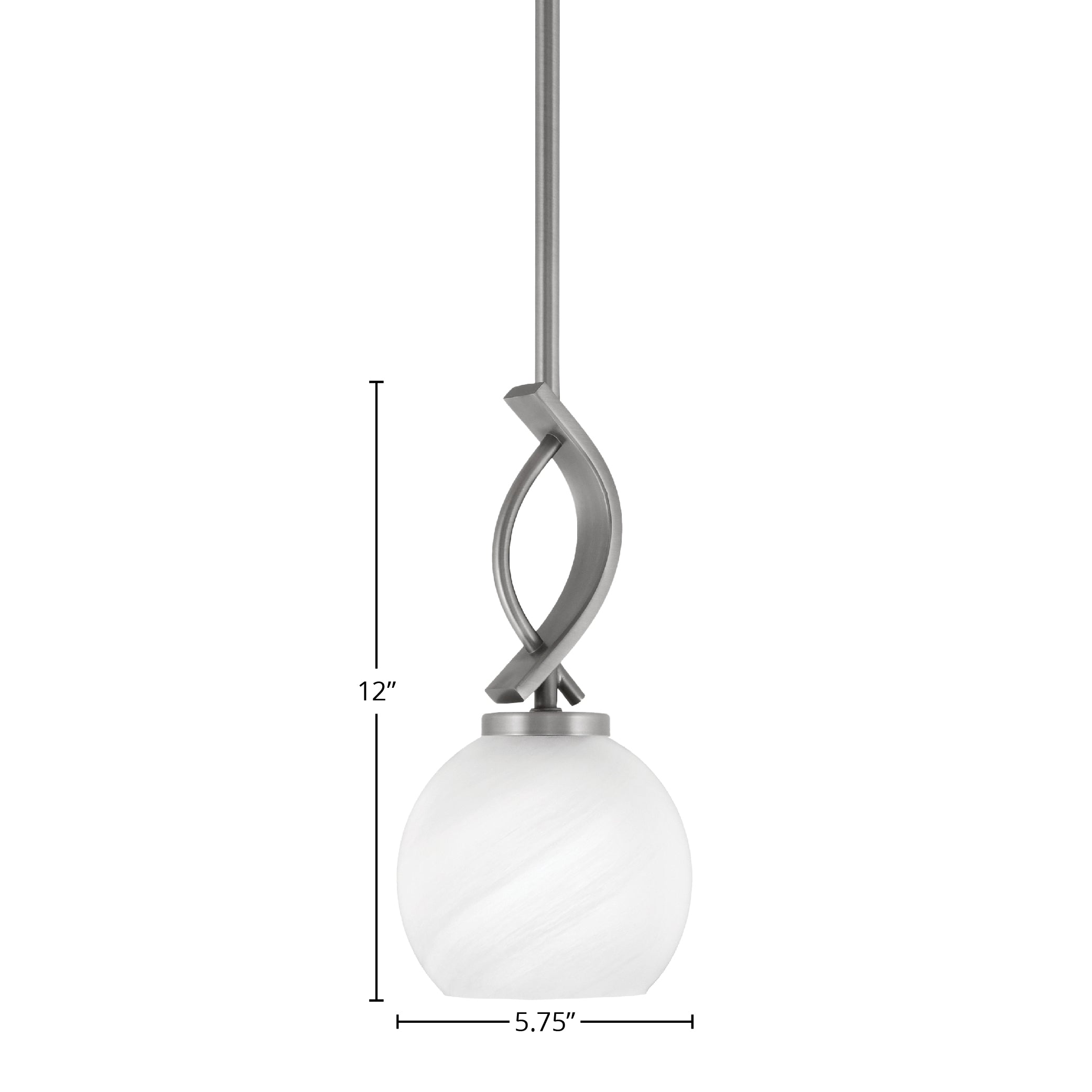 Cavella One Light Mini Pendant in Graphite with 5.75" White Marble Shade