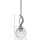 Cavella One Light Mini Pendant in Graphite with 5.75" Smoke Bubble Shade