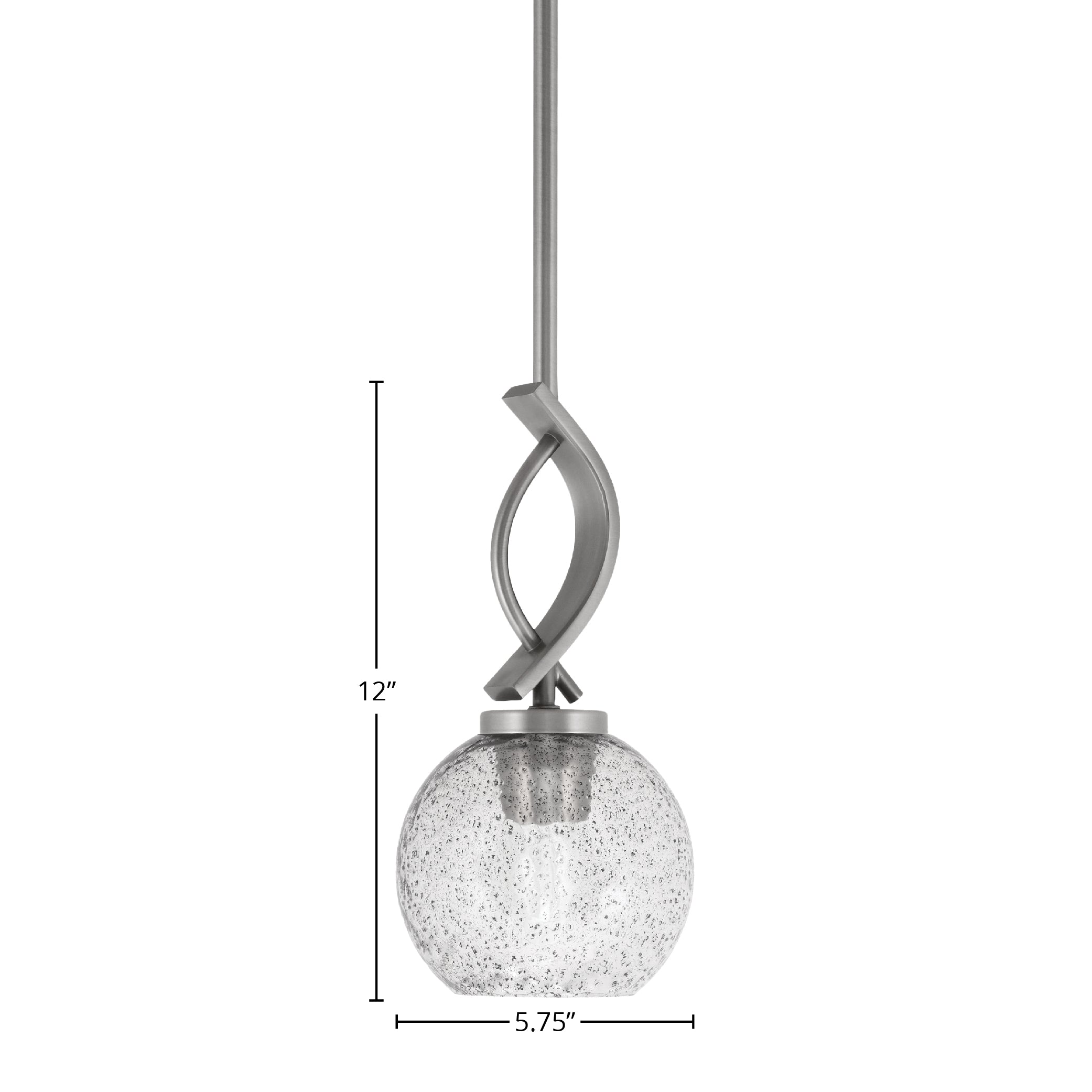 Cavella One Light Mini Pendant in Graphite with 5.75" Smoke Bubble Shade