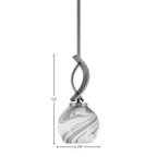 Cavella One Light Mini Pendant in Graphite with 5.75" Onyx Swirl Shade