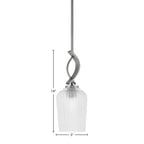 Cavella One Light Mini Pendant in Graphite with 5" Clear Textured Shade