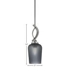 Cavella One Light Mini Pendant in Graphite with 5" Smoke Textured Shade