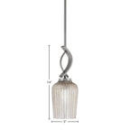 Cavella One Light Mini Pendant in Graphite with 5" Silver Textured Shade