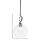 Cavella One Light Mini Pendant in Graphite with 9.5" Clear Bubble Shade