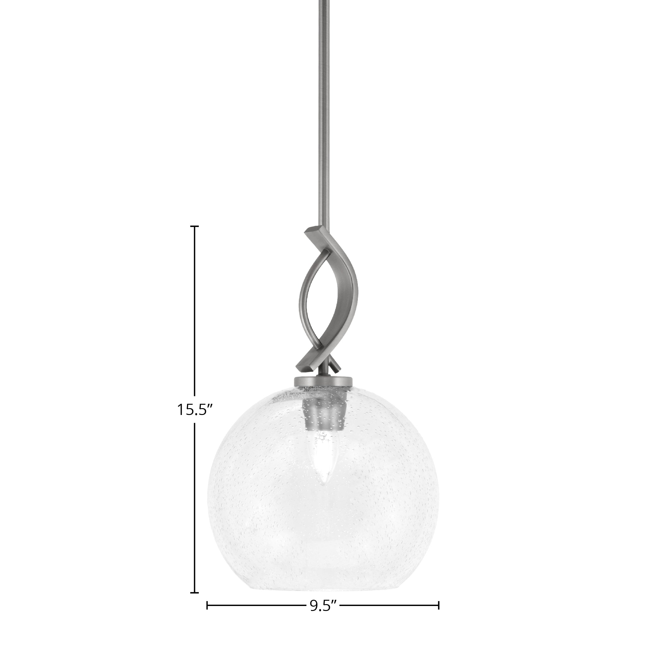Cavella One Light Mini Pendant in Graphite with 9.5" Clear Bubble Shade