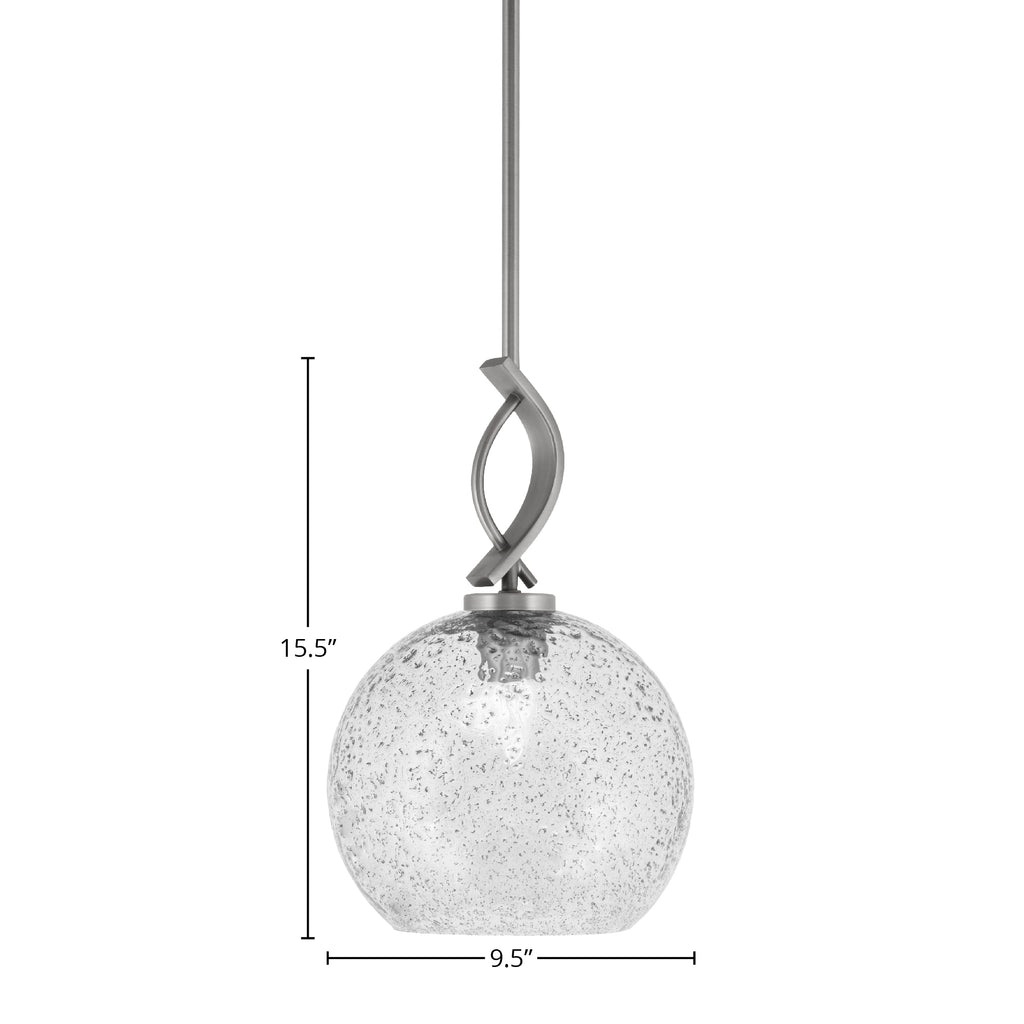 Cavella One Light Mini Pendant in Graphite with 9.5" Smoke Bubble Shade