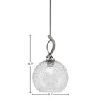 Cavella One Light Mini Pendant in Graphite with 9.5" Smoke Bubble Shade