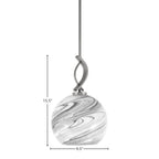 Cavella One Light Mini Pendant in Graphite with 9.5" Onyx Swirl Shade
