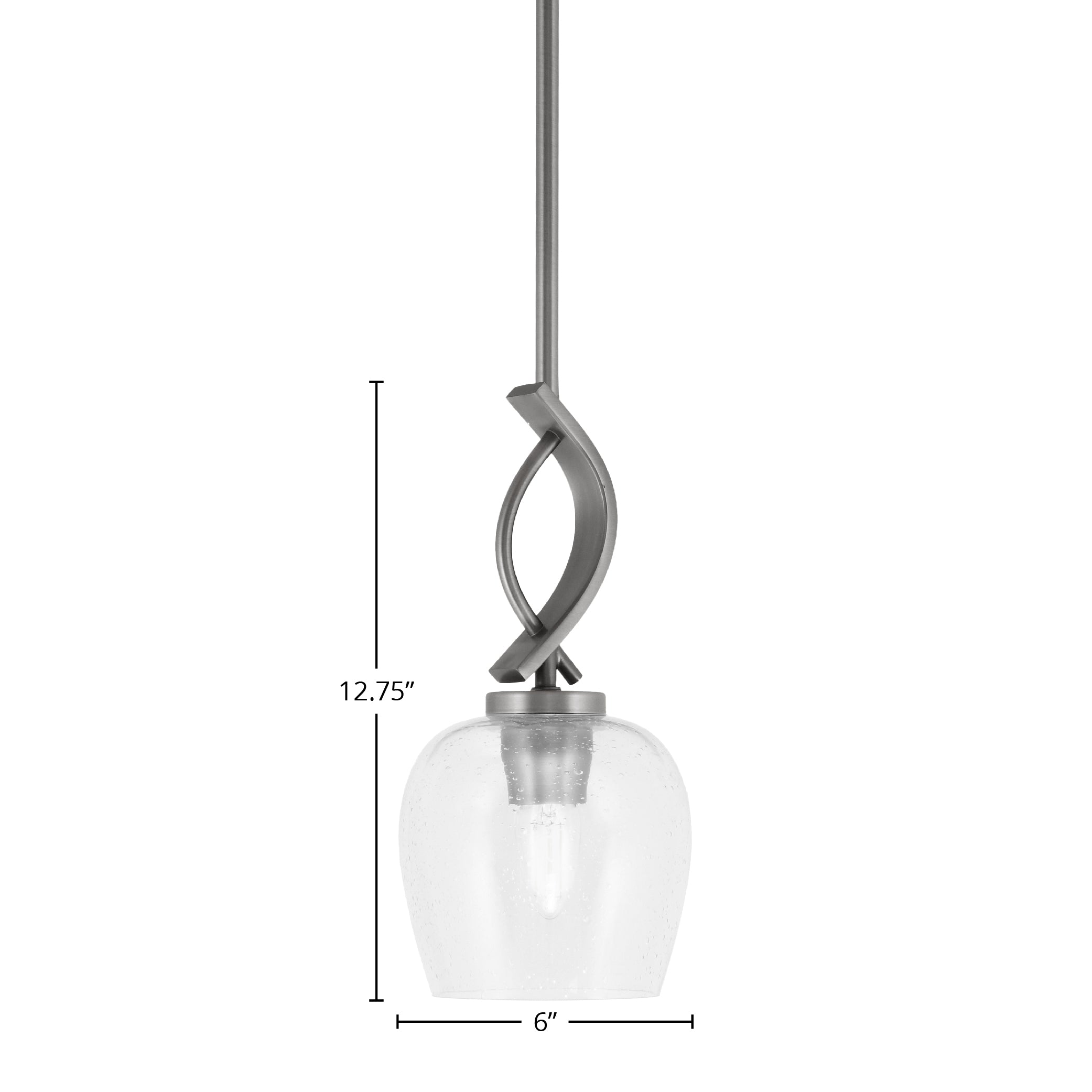 Cavella One Light Mini Pendant in Graphite with 6" Clear Bubble Shade