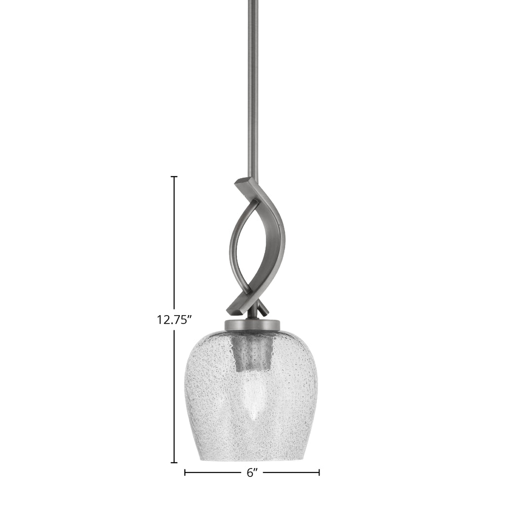 Cavella One Light Mini Pendant in Graphite with 6" Smoke Bubble Shade