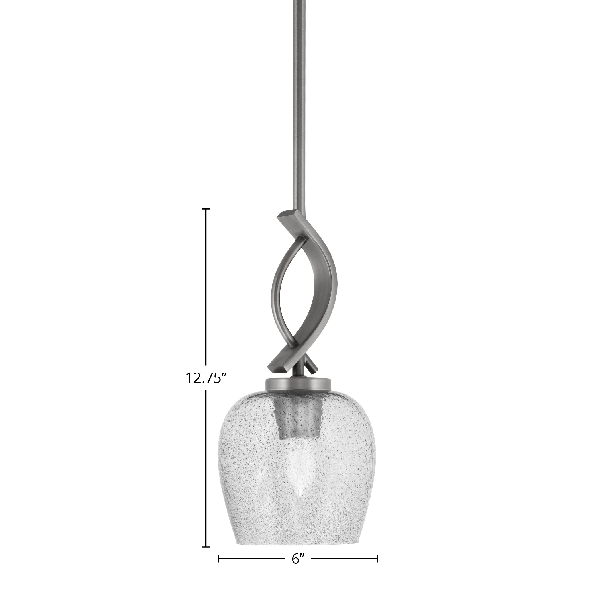 Cavella One Light Mini Pendant in Graphite with 6" Smoke Bubble Shade