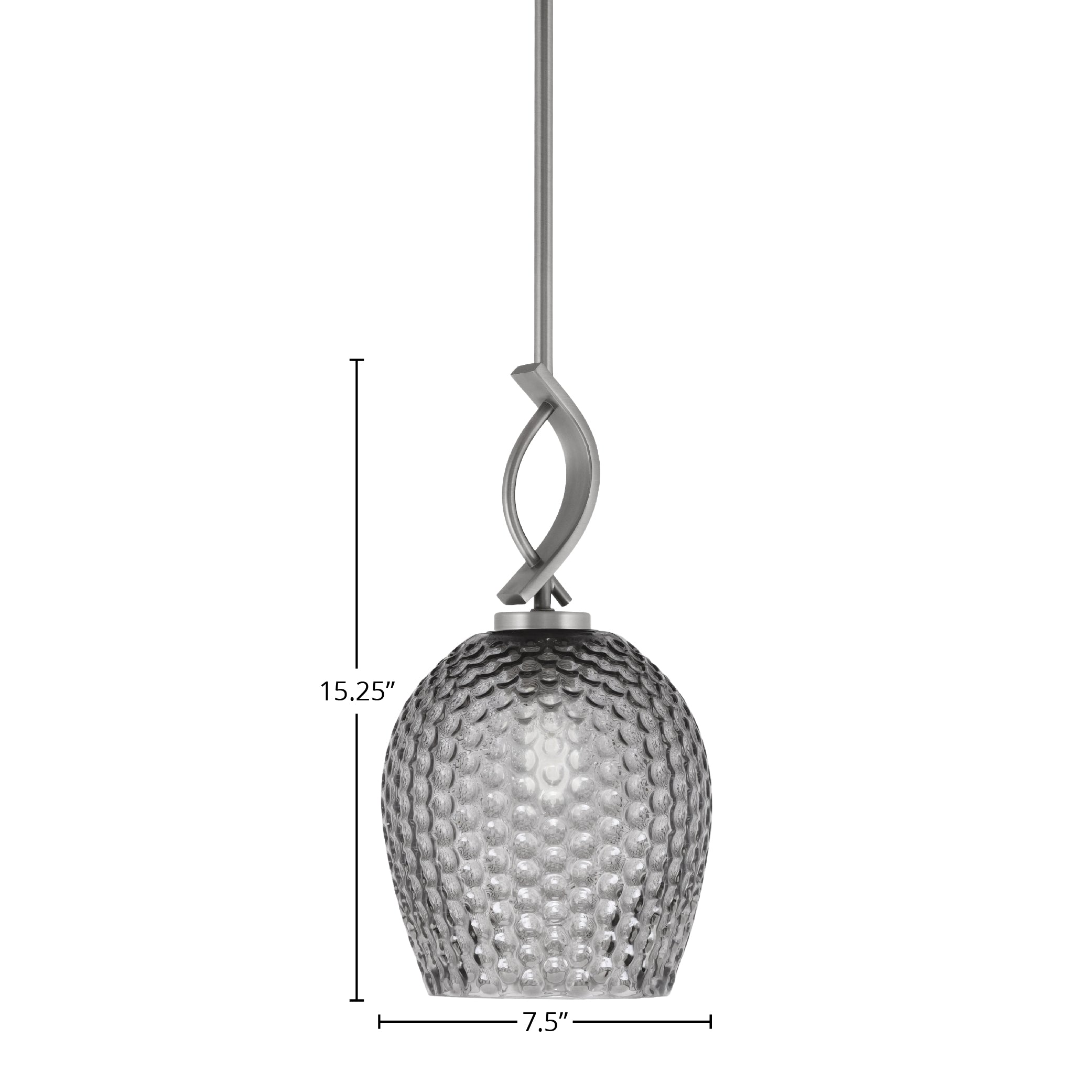 Cavella One Light Mini Pendant in Graphite with 7.5" Smoke Textured Shade