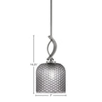Cavella One Light Mini Pendant in Graphite with 7" Smoke Textured Shade