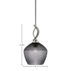Cavella One Light Mini Pendant in Graphite with 9" Smoke Textured Shade