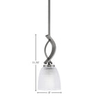 Cavella One Light Mini Pendant in Graphite with 5" Clear Ribbed Shade