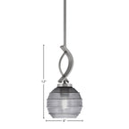 Cavella One Light Mini Pendant in Graphite with 6" Smoke Ribbed Shade