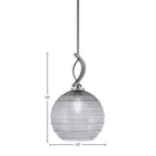 Cavella One Light Mini Pendant in Graphite with 10" Smoke Ribbed Shade